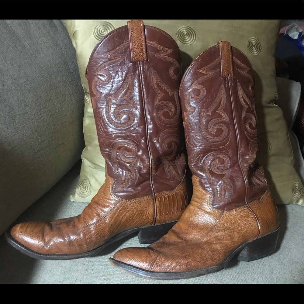 Ostrich or Snakeskin (not sure) handmade boots. ♥️